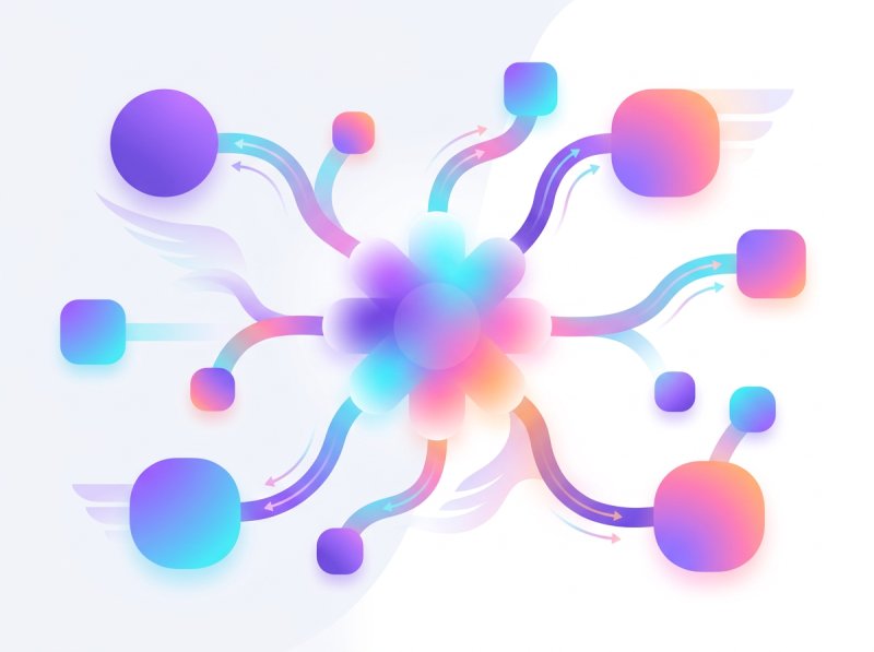 Abstrakte Illustration: Integration von Systemen, Datenflüsse und Schnittstellen