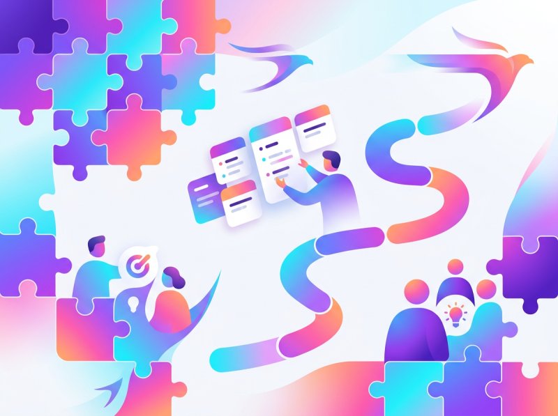 Abstrakte Illustration: Individuell gestalteter Hackathon