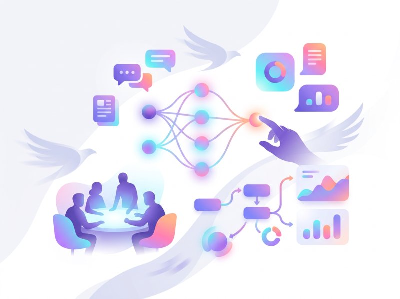 Illustration: KI-Beratung mit Modellen, Daten und Strategie