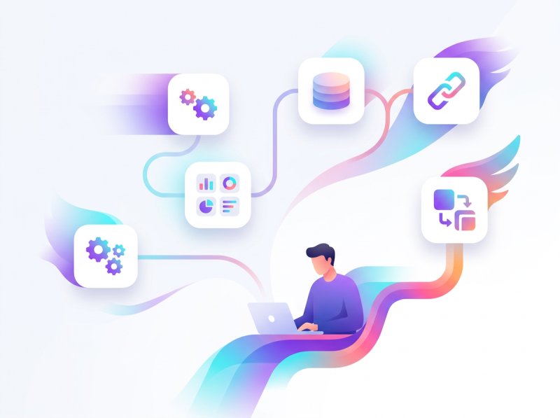 Illustration: Low-Code-Entwicklung mit Workflow-Automatisierung und App-Builder