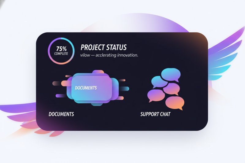 Illustration: Kundenportal mit Projektstatus und Support