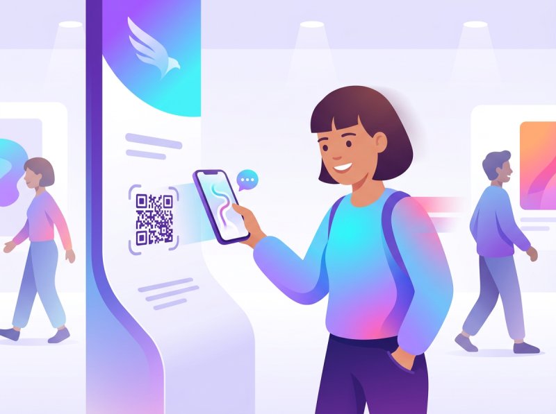 Besucher scannt QR-Code und startet die Tour auf dem Smartphone